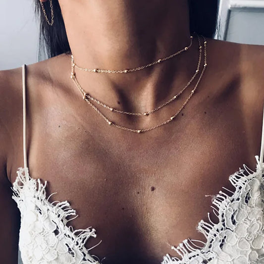 Boho Goldperlen-Halsband