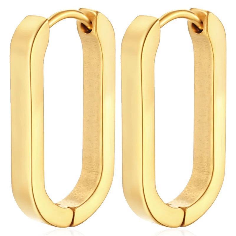 Trendy Oval Hoop Earrings Clip