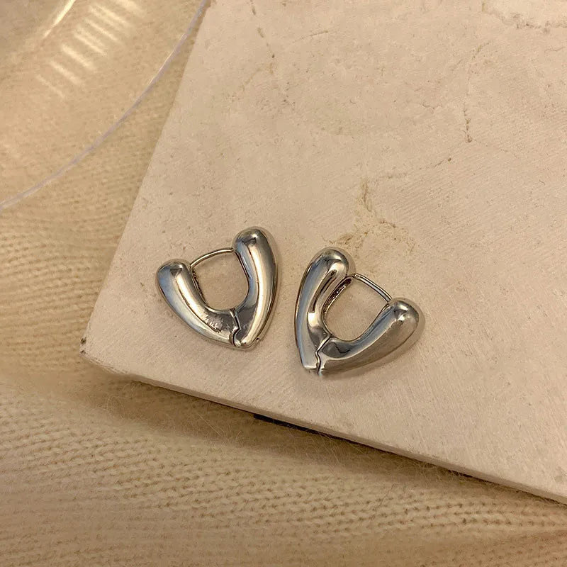 Enamel Heart Hoop Earrings