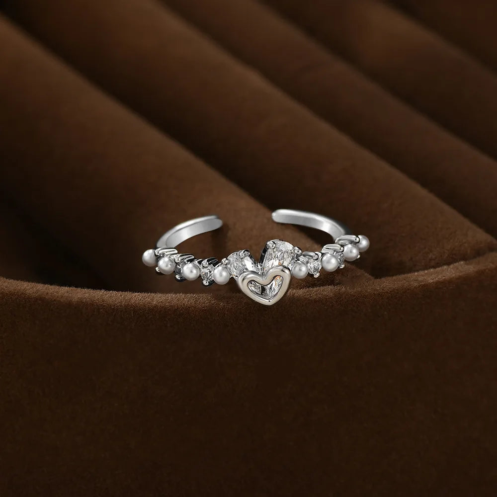 Hollow Heart Adjustable Ring