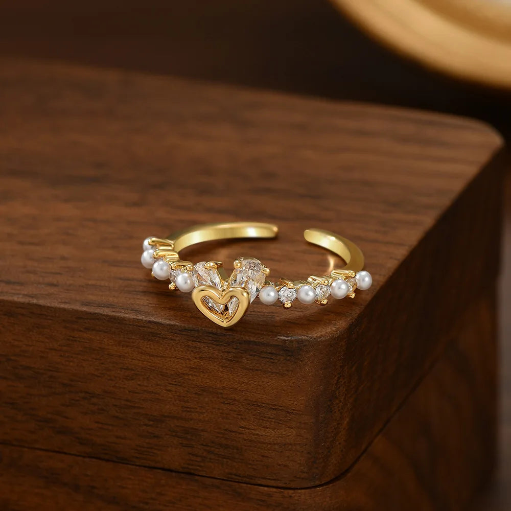 Hollow Heart Adjustable Ring