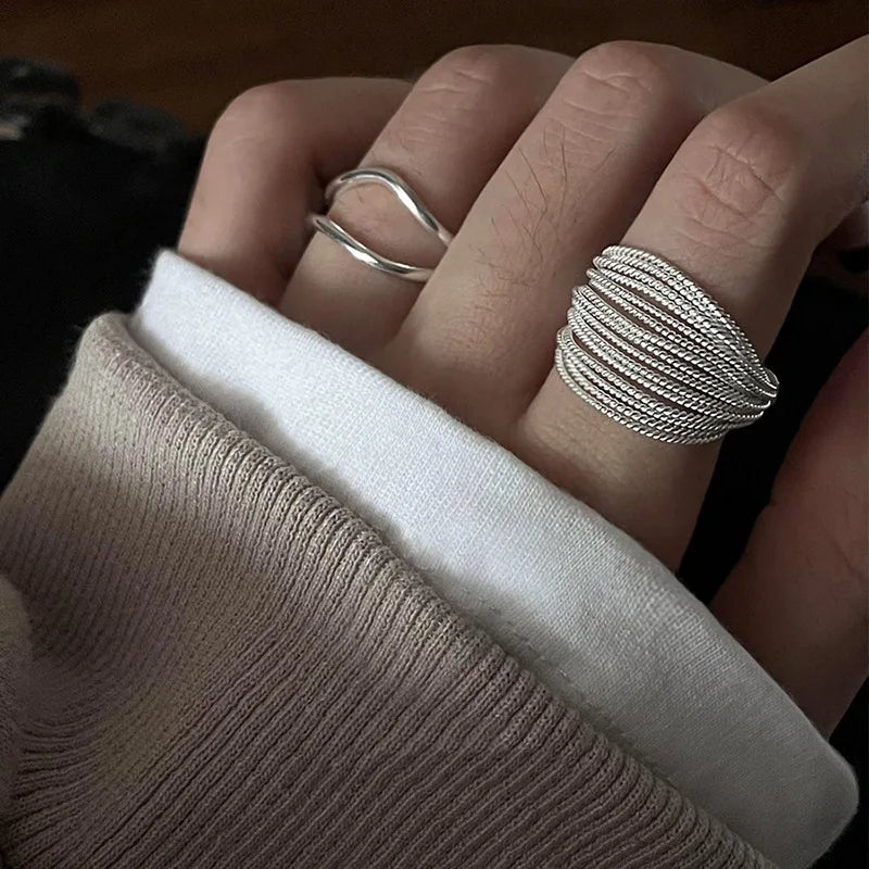 Silver Lines Adjustable Ring