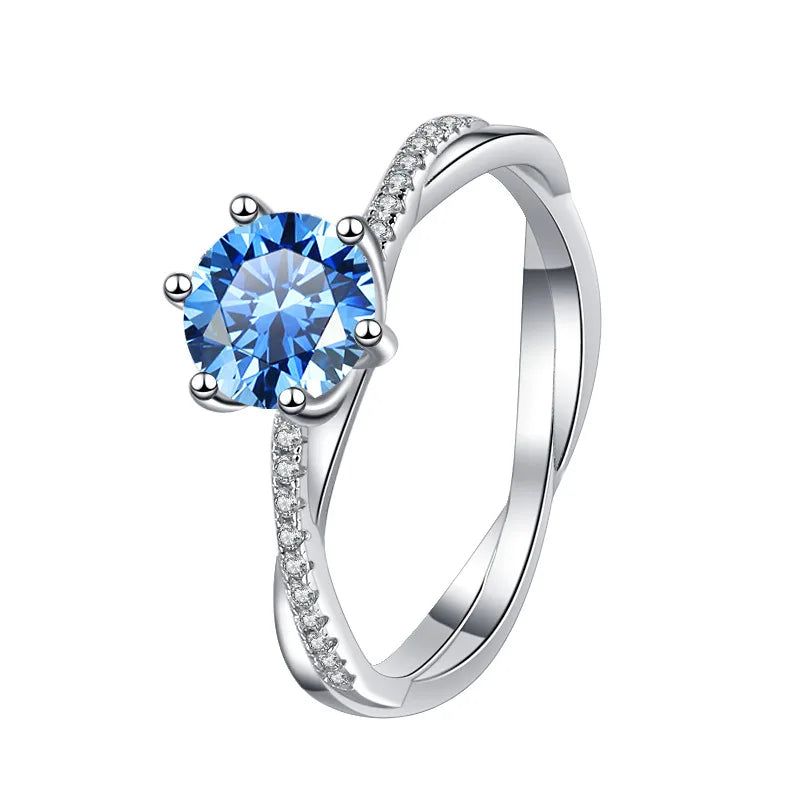 5 Farben Moissanite Ringe für Frauen 1 Karat S925 Sterling Silber Verlobung Ehering Edler Schmuck