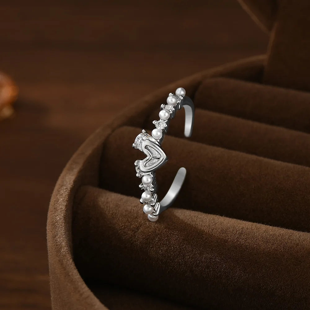 Hollow Heart Adjustable Ring