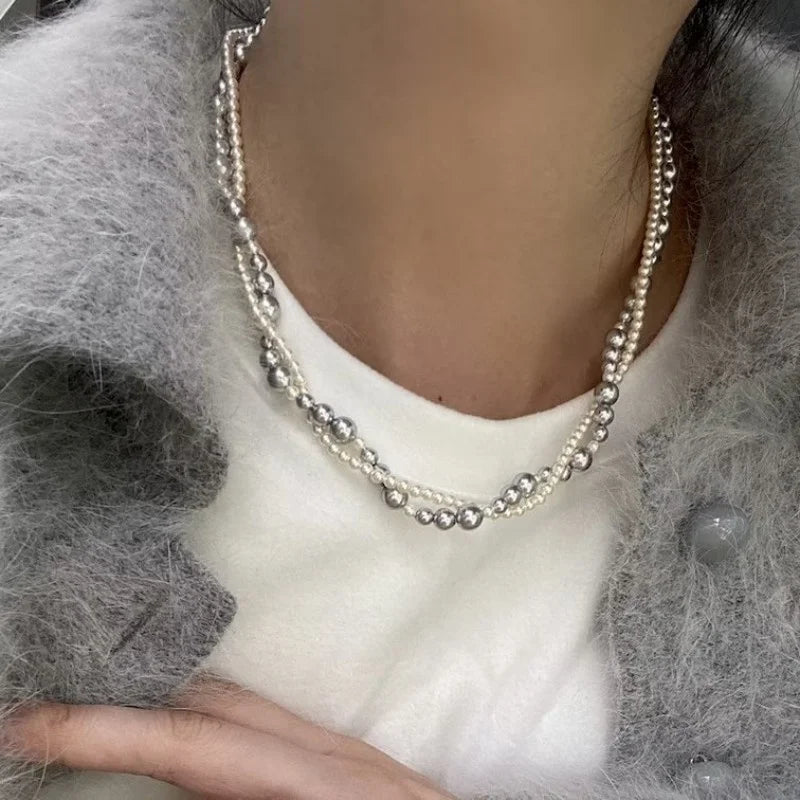 Trendy Double Row Large Pearl