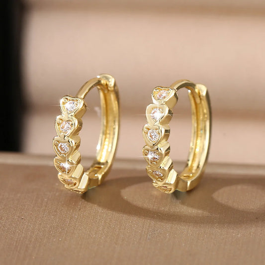Pendientes de aro con corazón de diamantes de imitación