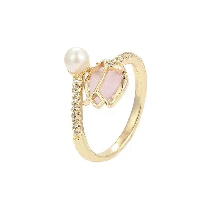 Tulip Pearl Adjustable Ring