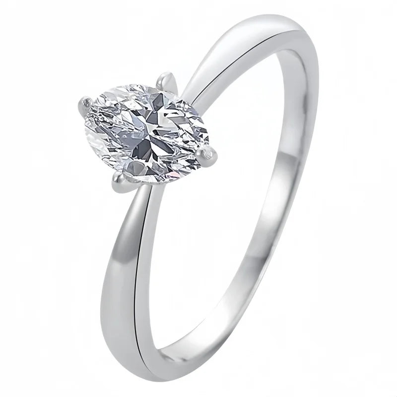 1 Karat ovaler Moissanit-Verlobungsring für Damen, 925er Sterlingsilber vergoldet, Solitär-Ehering, Größe 5–10