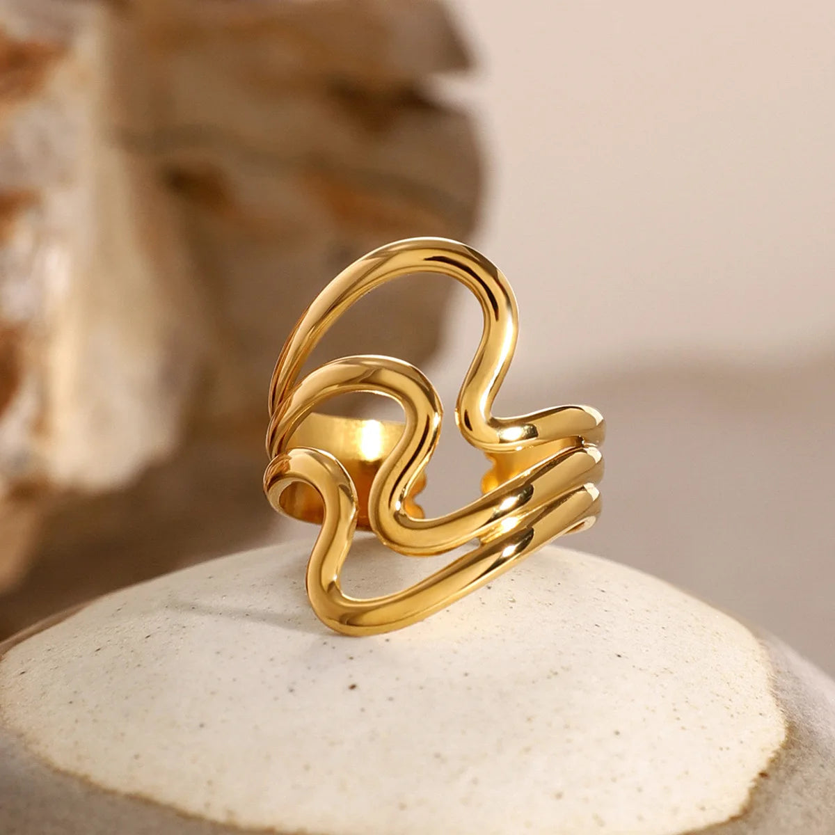 Gold Hollow Wide Ring