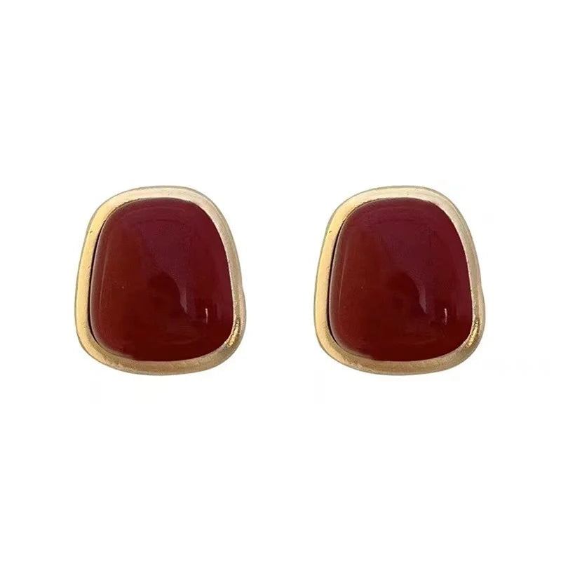 Pendientes cuadrados barrocos de vino tinto