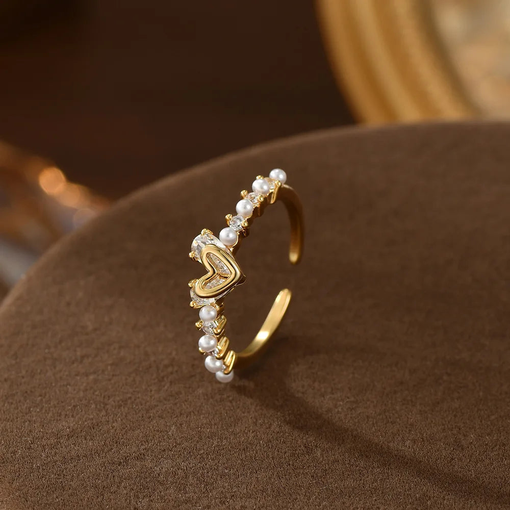 Hollow Heart Adjustable Ring