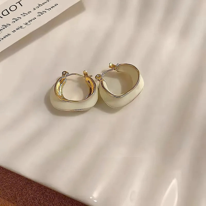 Nuevos y modernos pendientes de aro pequeños con textura de metal azul esmaltado para mujer, chapados en oro, con hebilla llamativa, joyería creativa, regalos