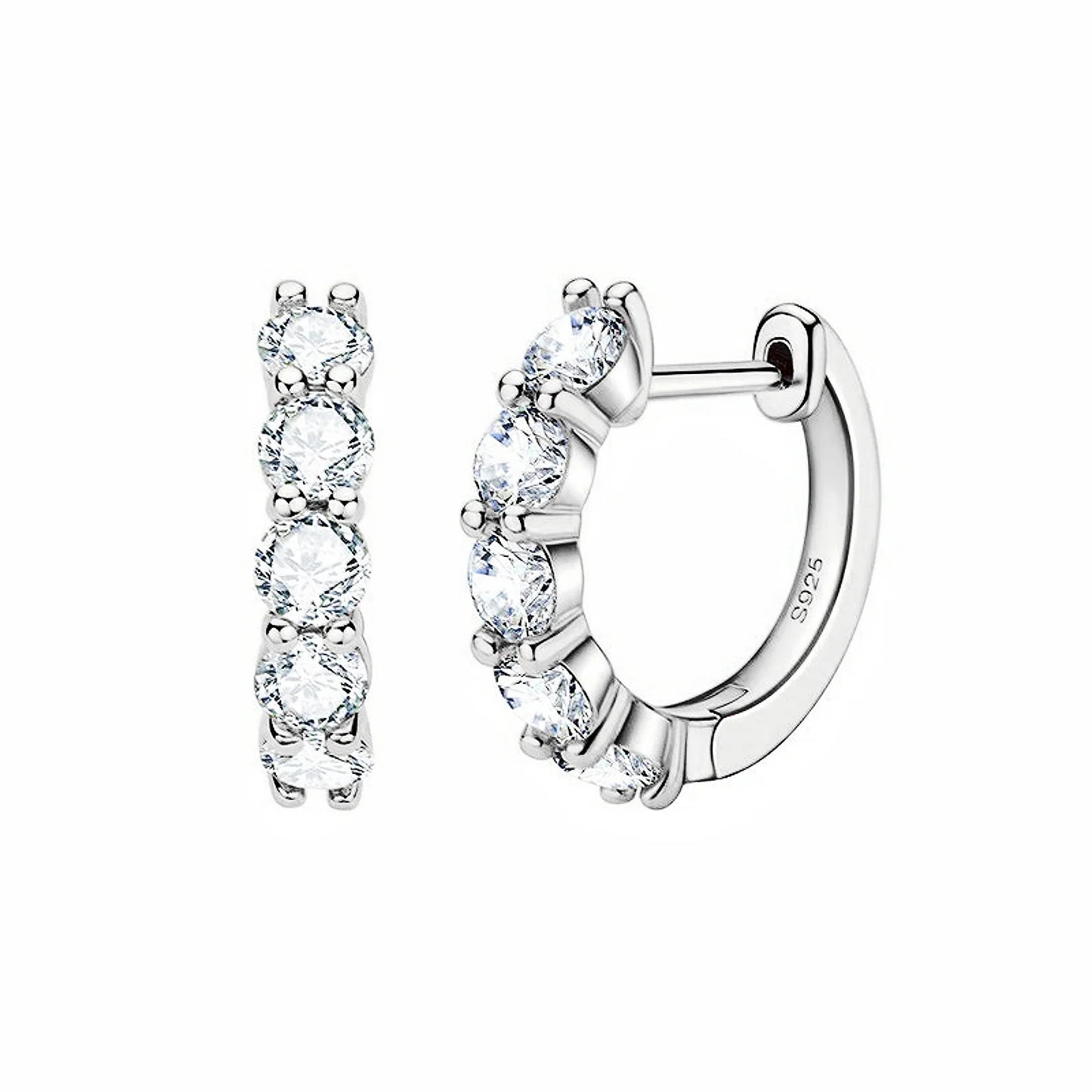 Moissanit-Creolen für Damen, S925 Sterlingsilber, 14 Karat vergoldet, hypoallergene Manschetten-Huggie-Ohrringe für Herren