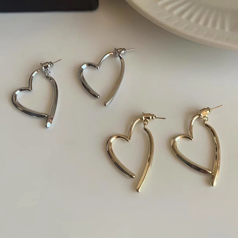 Hollow Heart Drop Earrings