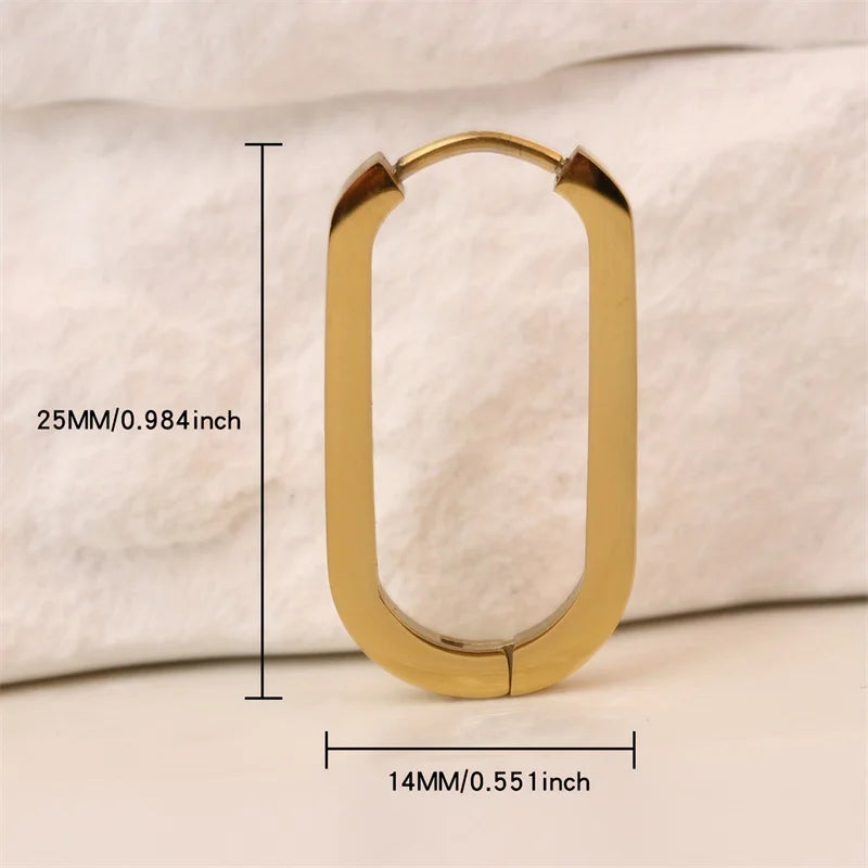 Trendy Oval Hoop Earrings Clip