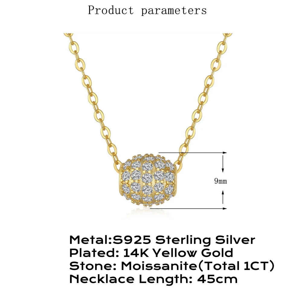 Ovale Halskette mit Moissanit-Anhänger für Damen, 14 Karat vergoldetes 925er Sterlingsilber, D-Farbe, Moissanit, 45 cm, kostenlose Halskettenkette