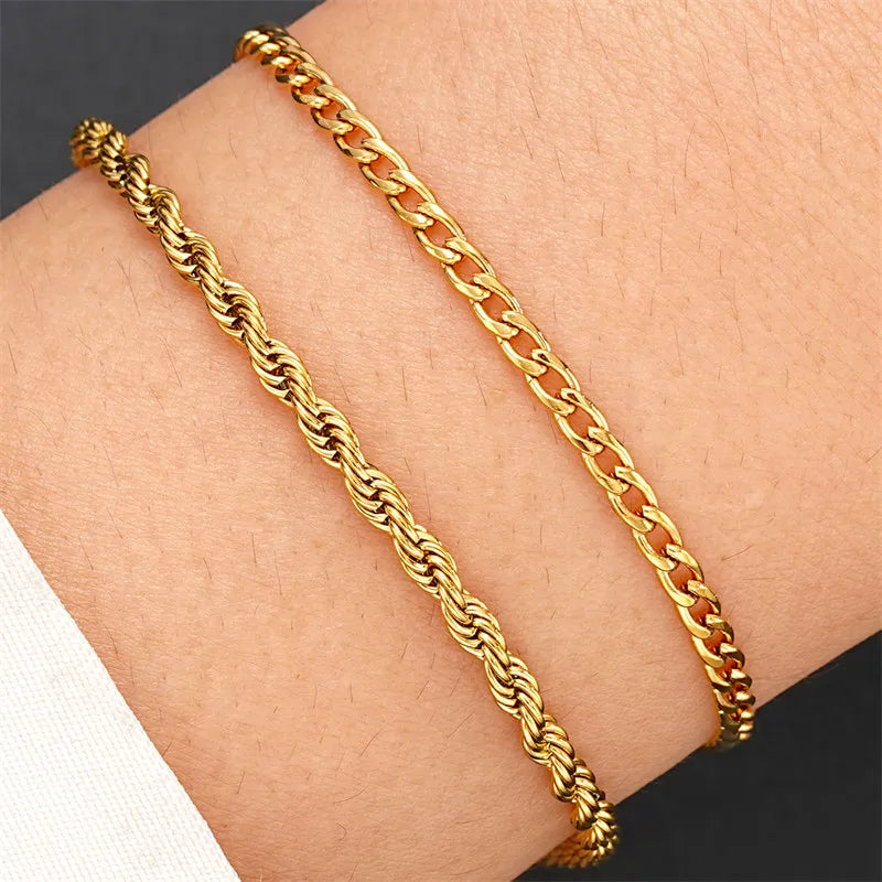 Männer Edelstahl Kette Armband für Frauen Hand Armreif Gold/Silber Farbe Fuß Knöchel Fußkettchen Schmuck Zubehör DIY Geschenk