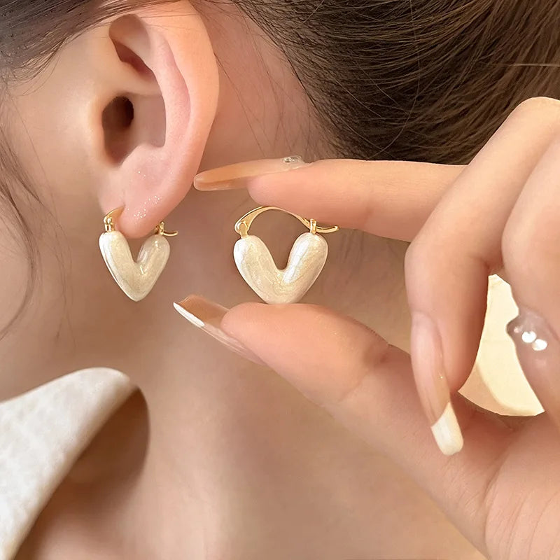 Enamel Heart Hoop Earrings