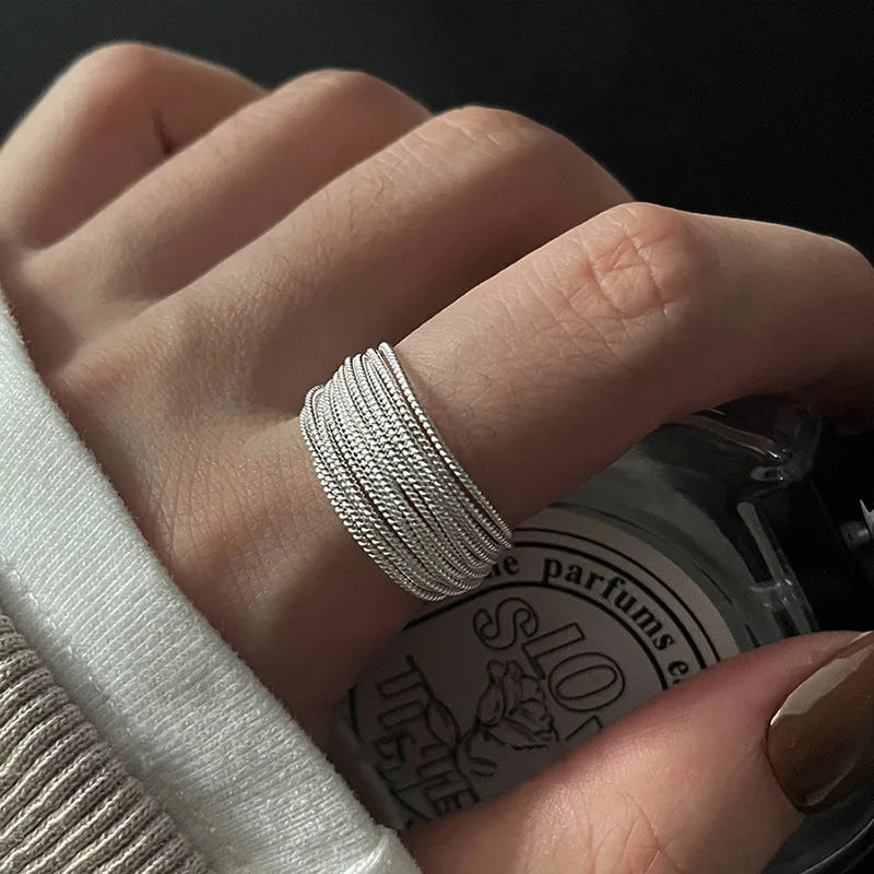 Silver Lines Adjustable Ring