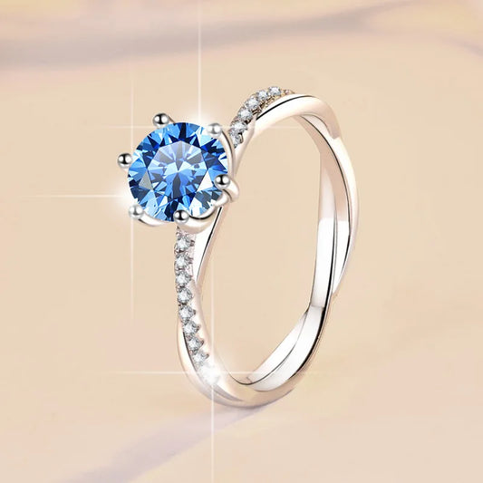 5 Farben Moissanite Ringe für Frauen 1 Karat S925 Sterling Silber Verlobung Ehering Edler Schmuck