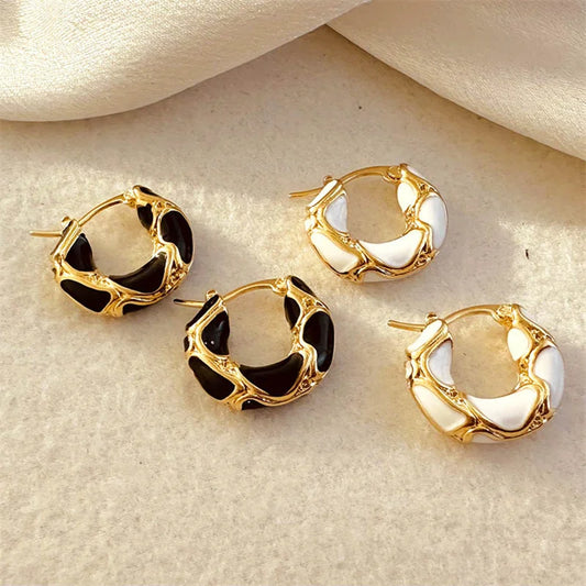 Enamel Color Hoop Earrings