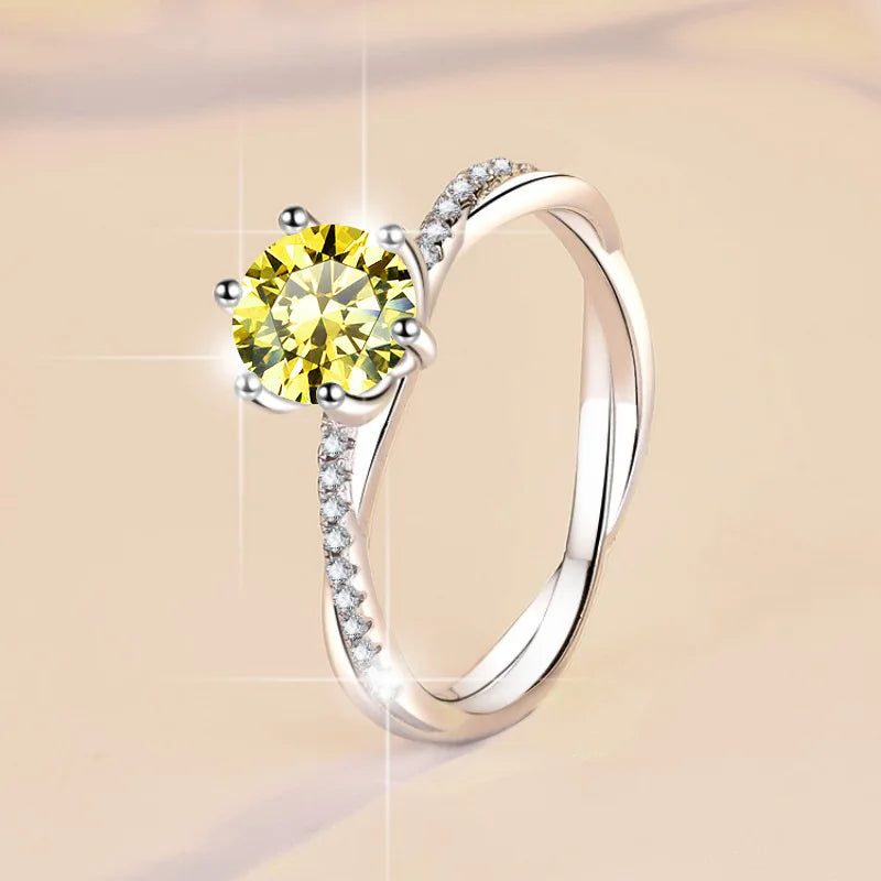 5 Farben Moissanite Ringe für Frauen 1 Karat S925 Sterling Silber Verlobung Ehering Edler Schmuck