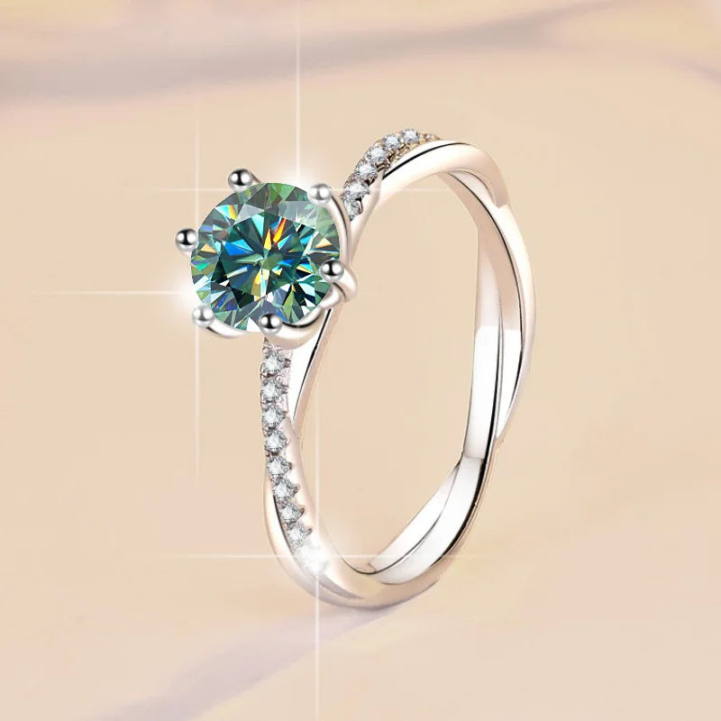 5 Farben Moissanite Ringe für Frauen 1 Karat S925 Sterling Silber Verlobung Ehering Edler Schmuck