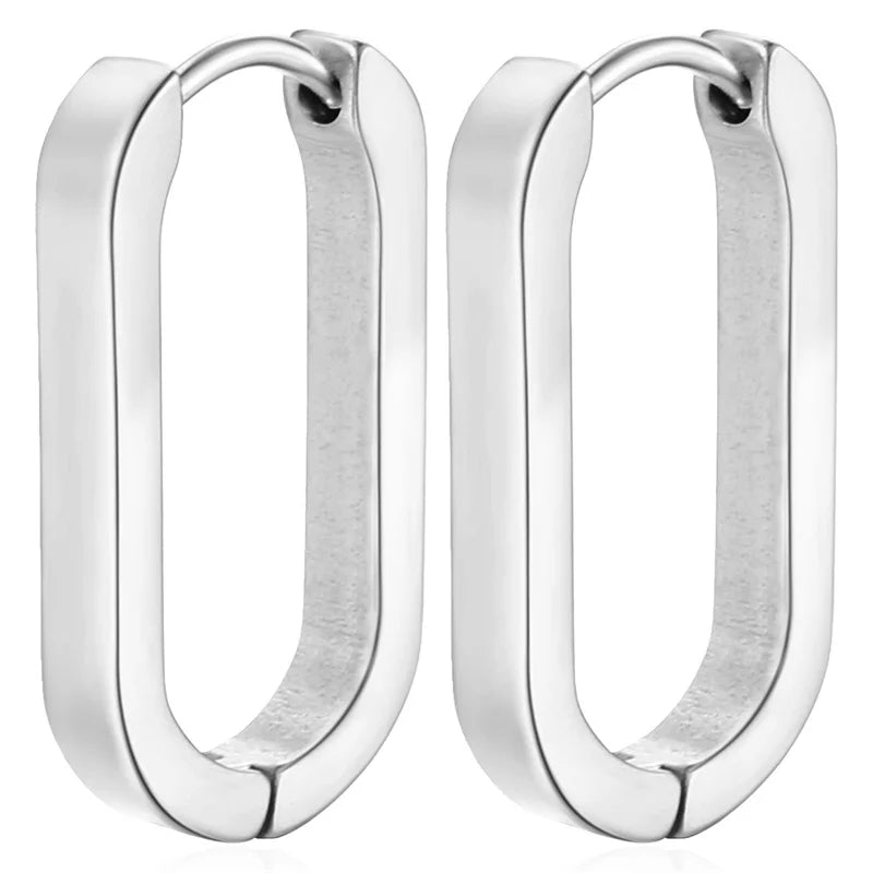 Trendy Oval Hoop Earrings Clip