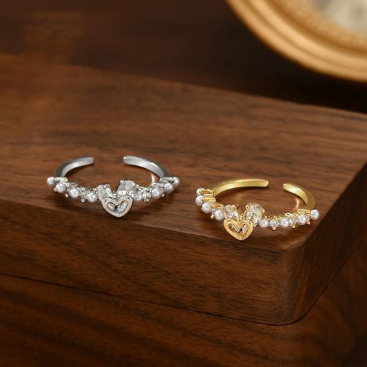 Hollow Heart Adjustable Ring