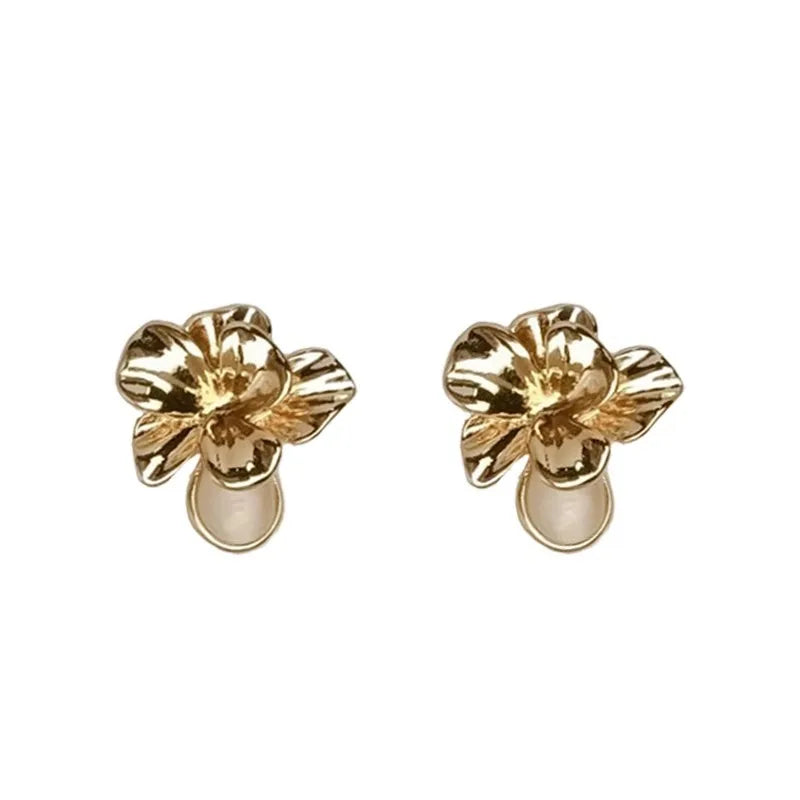 Exquisite Flower Metal Stud Earrings