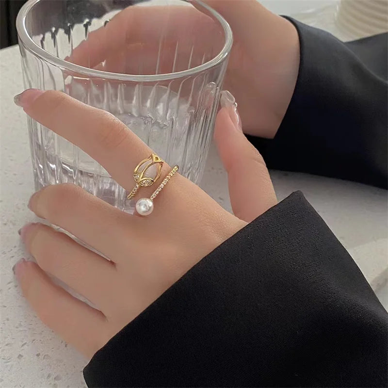 Tulip Pearl Adjustable Ring