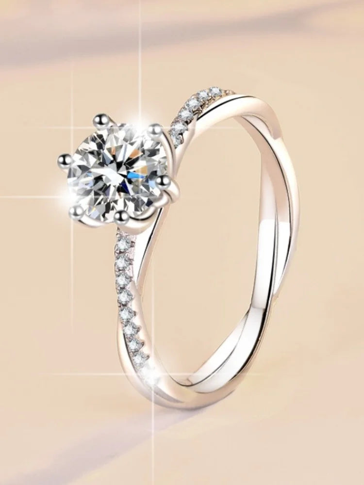 5 Farben Moissanite Ringe für Frauen 1 Karat S925 Sterling Silber Verlobung Ehering Edler Schmuck