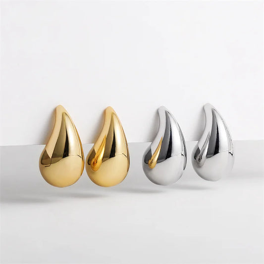 Pendientes de gota de agua de oro y plata 