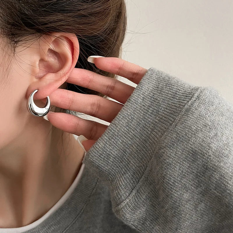 Chunky Metal Hoop Earrings