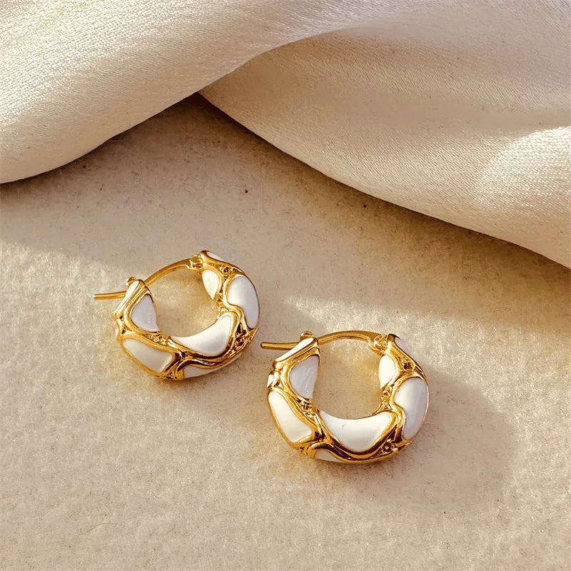 Enamel Color Hoop Earrings
