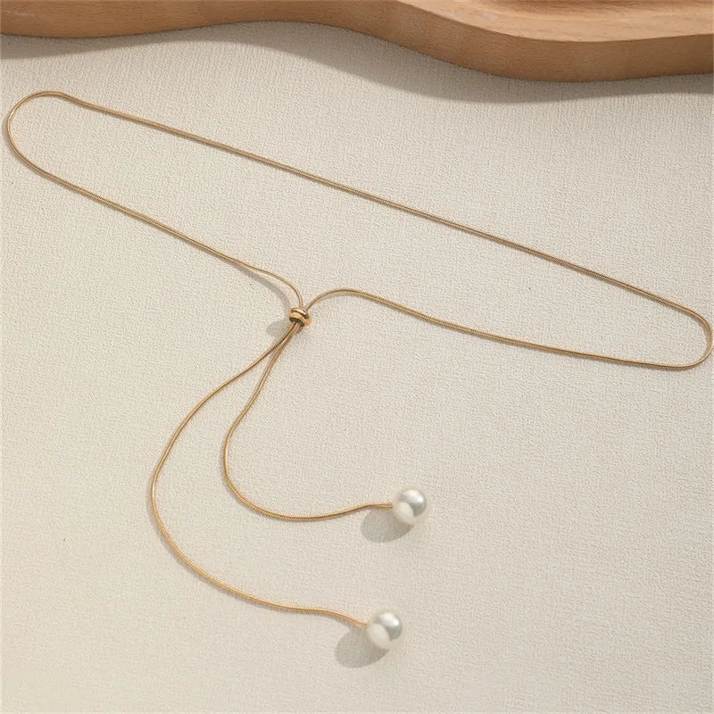 Silver|Gold Pearl Tassel Necklace