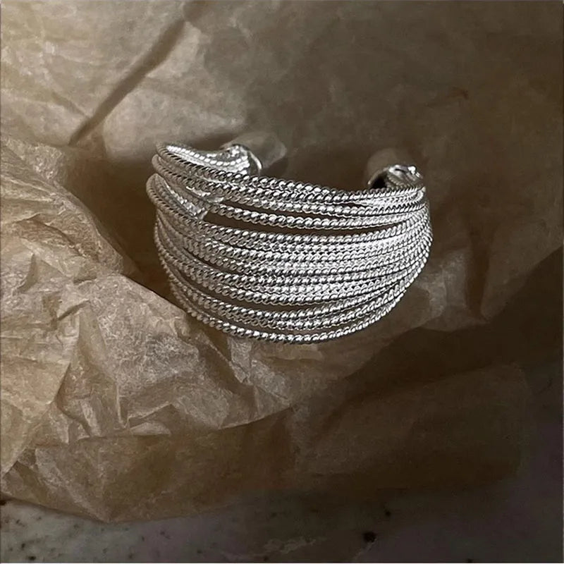 Silver Lines Adjustable Ring