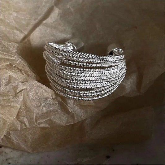 Silver Lines Adjustable Ring
