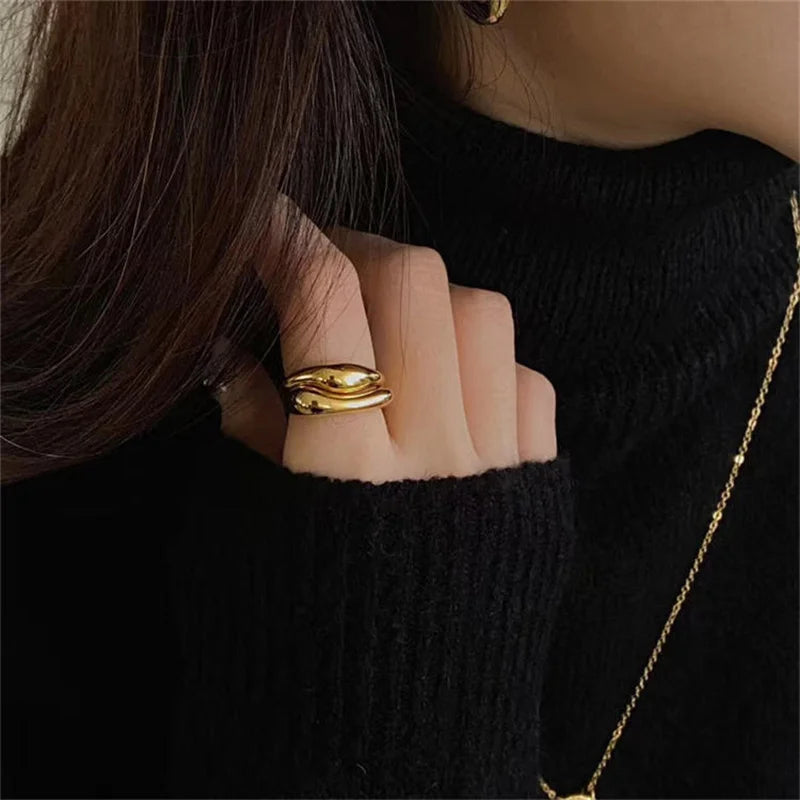Irregular Wave Rings Trendy