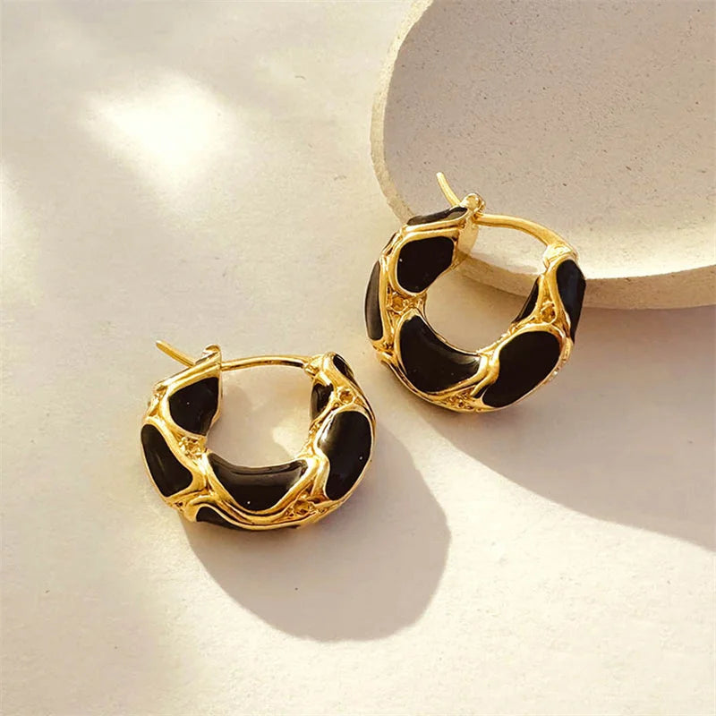 Enamel Color Hoop Earrings