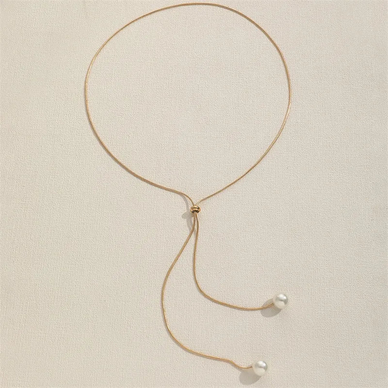 Silver|Gold Pearl Tassel Necklace