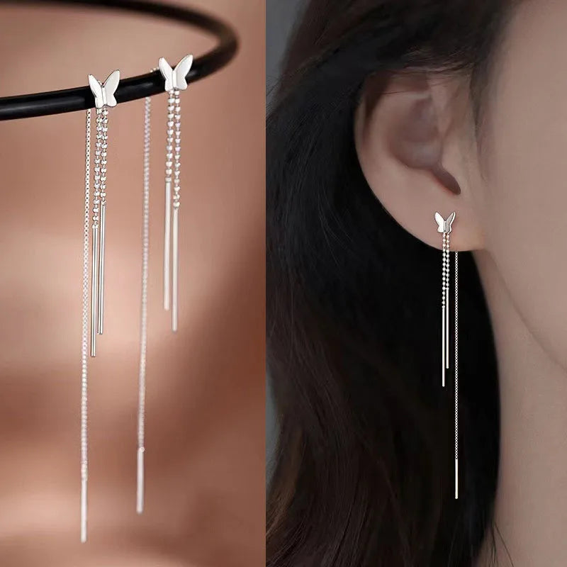 Pendientes largos con borlas, estrellas y corazones