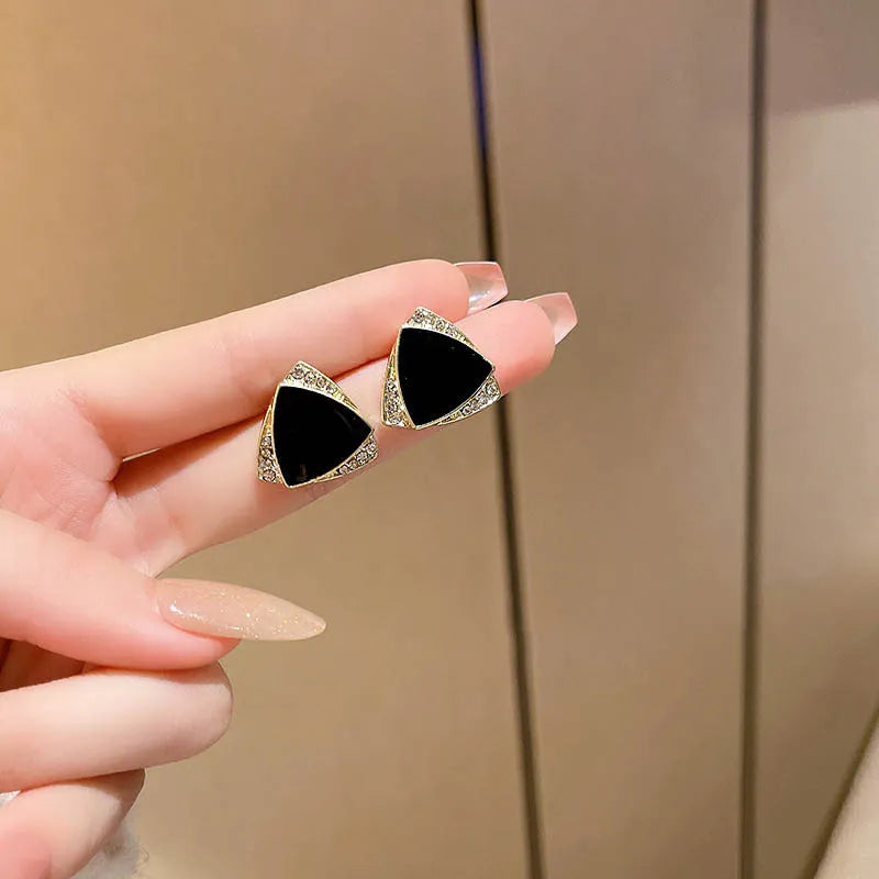 Triangle Stud Earrings Crystal