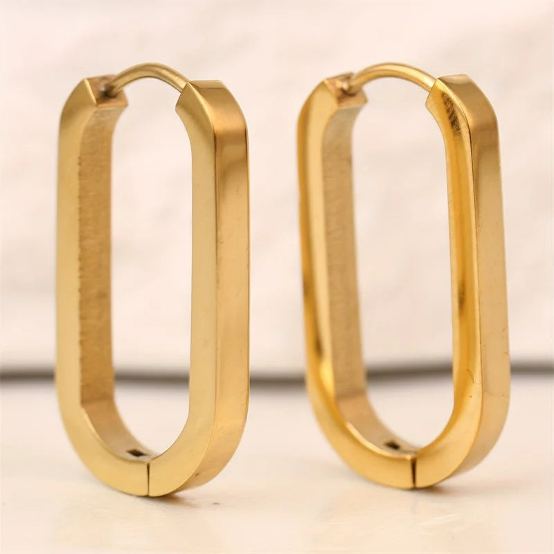 Trendy Oval Hoop Earrings Clip