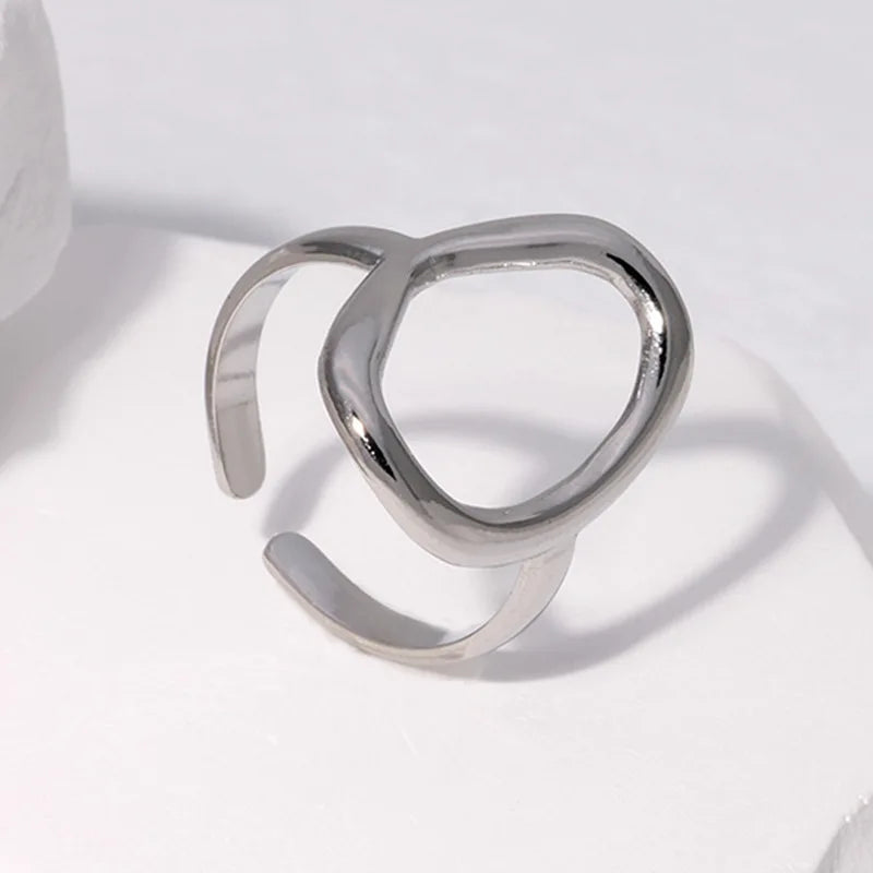 Gold Hollow Stainless Steel Ring