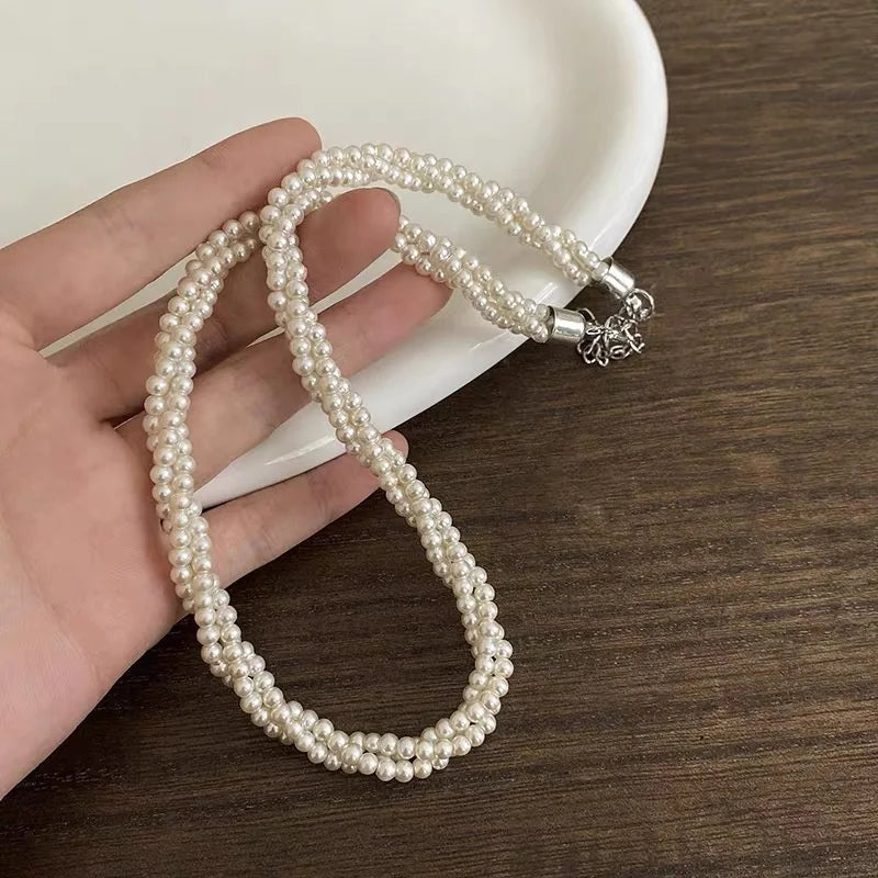 Trendy Double Row Large Pearl