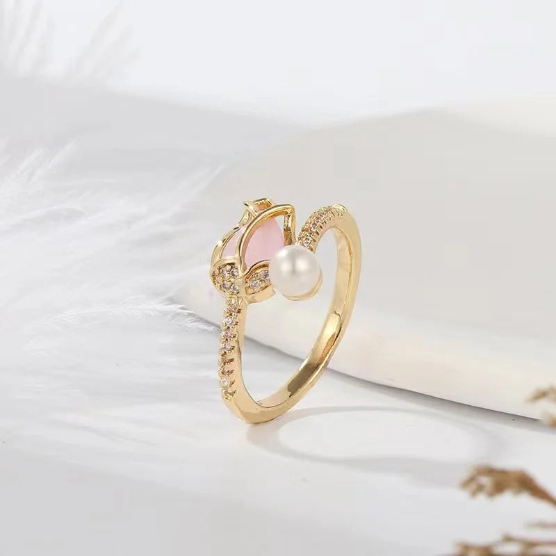 Tulip Pearl Adjustable Ring