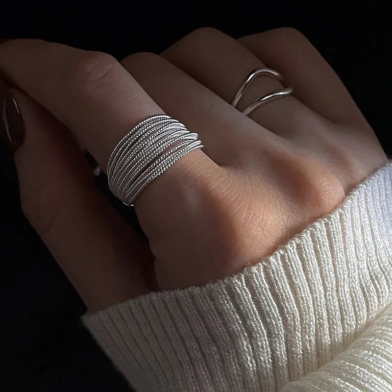 Silver Lines Adjustable Ring