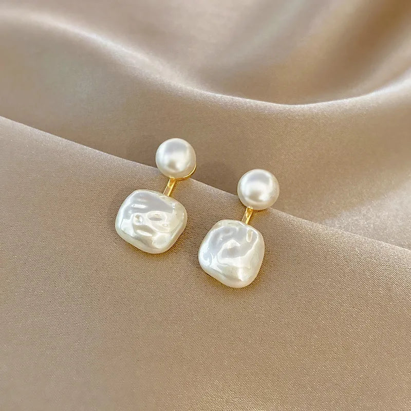 Round Pearl Stud Earrings