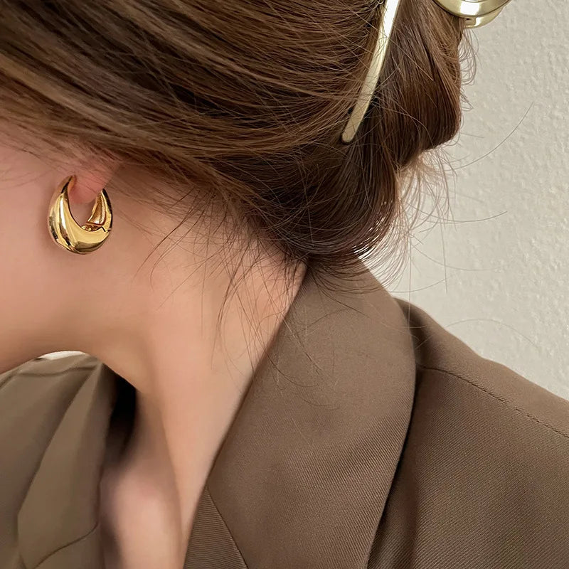 Chunky Metal Hoop Earrings